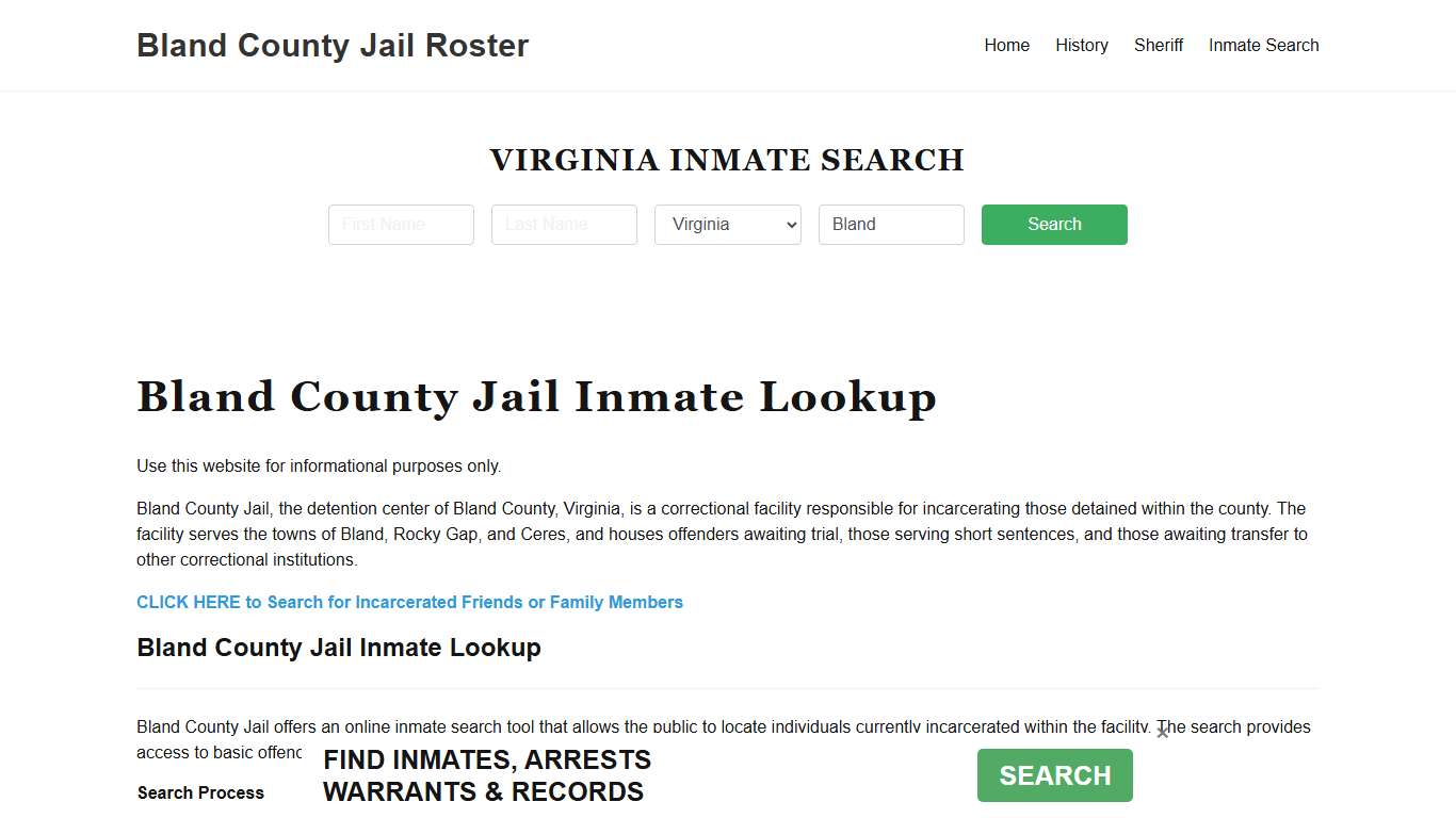 Bland County Jail Roster Lookup, VA, Inmate Search