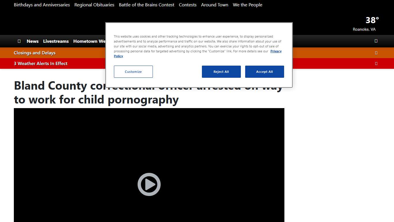 Bland County correctional officer arrested on way to work for child pornography