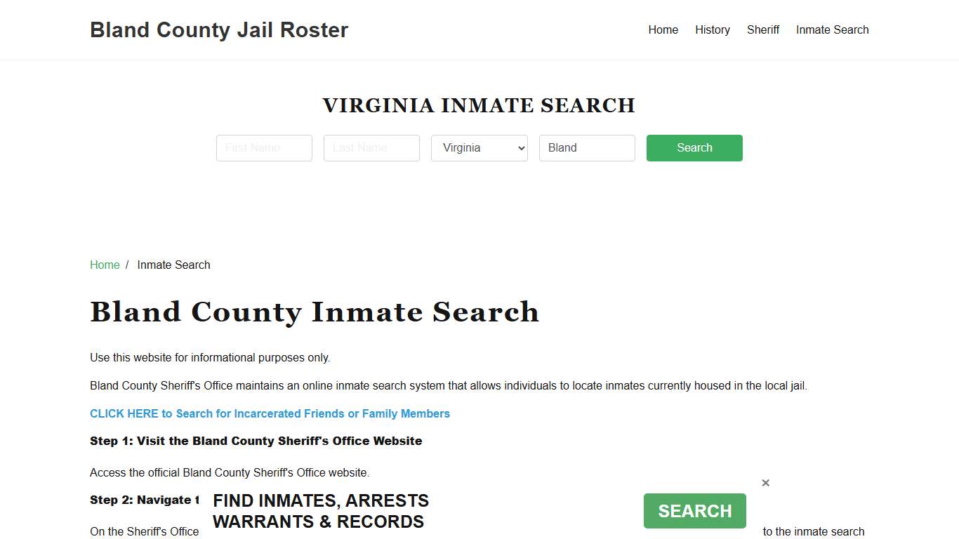Bland County, VA Detainee Lookup