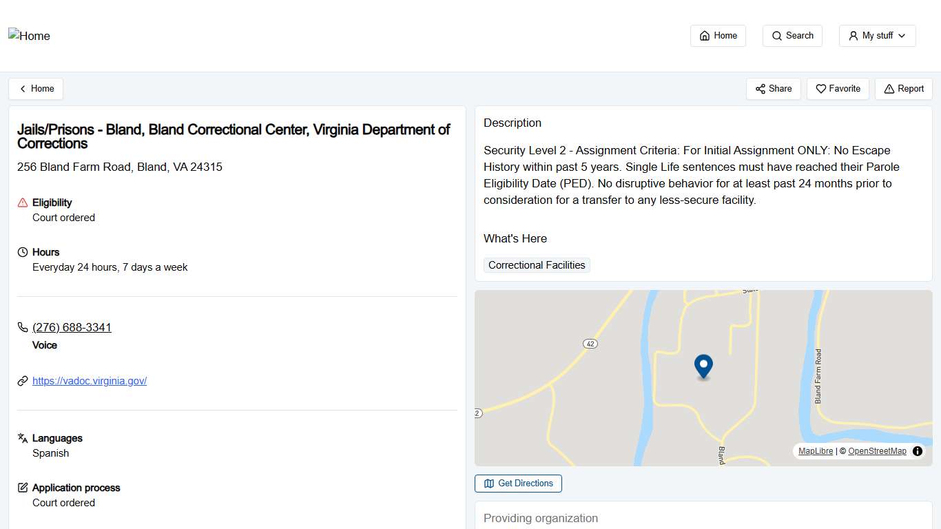 Jails/Prisons - Bland, Bland Correctional Center, Virginia Department of Corrections